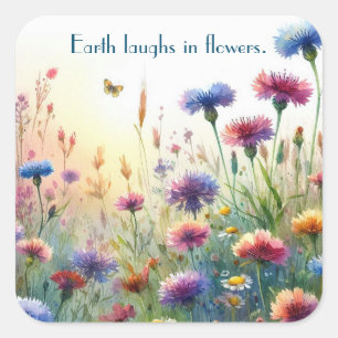 Wildflowers & Quote Square Sticker