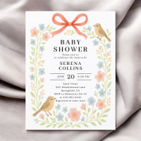Wildflowers Red Bow Baby Shower