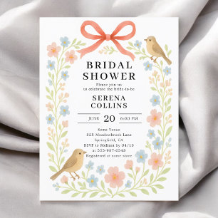 Wildflowers Red Bow Bridal Shower Postcard