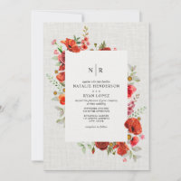 Wildflowers Red Poppy Floral Linen Wedding