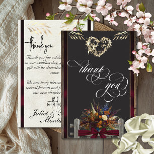 Wildflowers & Ribbon - Burgundy Thank You Card