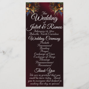Wildflowers & Ribbon - Burgundy Wedding Program Programme