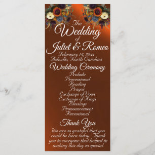 Wildflowers & Ribbon - Copper Wedding Programme