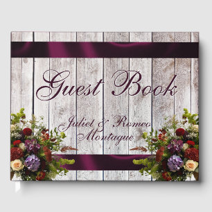Wildflowers, Ribbon & Heart Wedding - Purple Guest Book