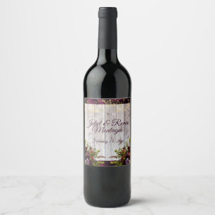 Wildflowers, Ribbon & Lights Wedding - Purple Wine Label