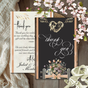 Wildflowers & Ribbon - Peach Thank You Card