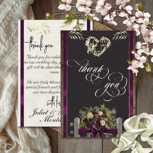 Wildflowers & Ribbon - Plum Thank You Card