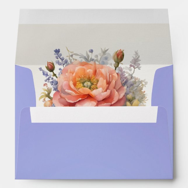 Wildflowers & Ribbon - Sky Blue Envelope (Back (Bottom))