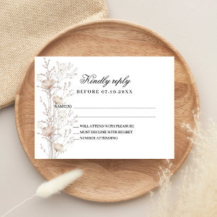 Wildflowers rose gold wedding response RSVP Card