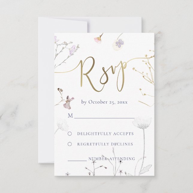 wildflowers RSVP wedding Card (Front)
