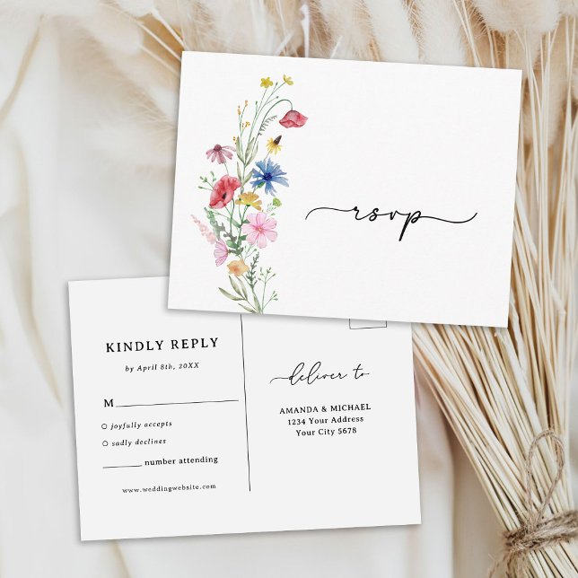 Wildflowers RSVP Wedding Postcard (Creator Uploaded)