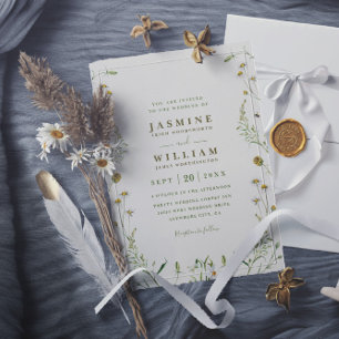 Wildflowers Rustic Elegant Modern QR Code Wedding Invitation
