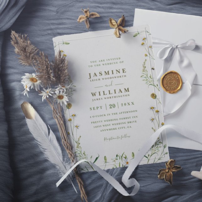 Wildflowers Rustic Elegant Modern QR Code Wedding Invitation (Creator Uploaded)