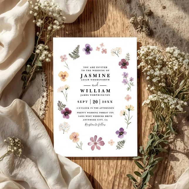 Wildflowers Rustic Elegant Modern QR Code Wedding Invitation (Creator Uploaded)