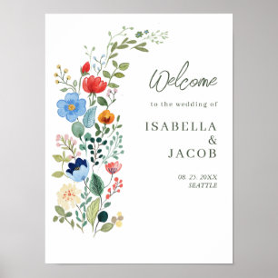 Wildflowers Rustic Garden Wedding Welcome Poster