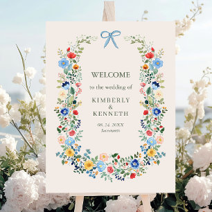 Wildflowers Rustic Garden Wedding Welcome Poster