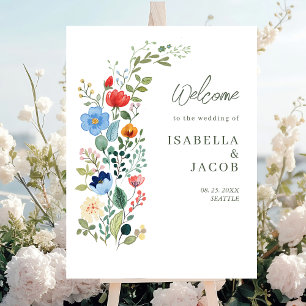  Wildflowers Rustic Garden Wedding Welcome  Poster