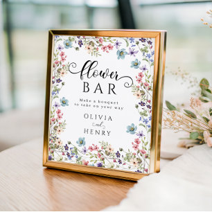 Wildflowers Rustic Spring Wedding Flower Bar Sign