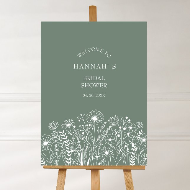 Wildflowers Sage Green Bridal Shower Welcome  Poster (Creator Uploaded)