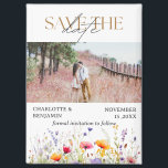 Wildflowers Save The Date Wedding Magnet<br><div class="desc">The Wildflowers Save the Date Wedding Magnet offers a beautiful, nature-inspired way to announce your special day. With an engagement photo template that allows you to feature a cherished photo, this magnet combines elegant typography with a watercolor wildflowers border frame that creates a rustic yet sophisticated look. Its floral and...</div>