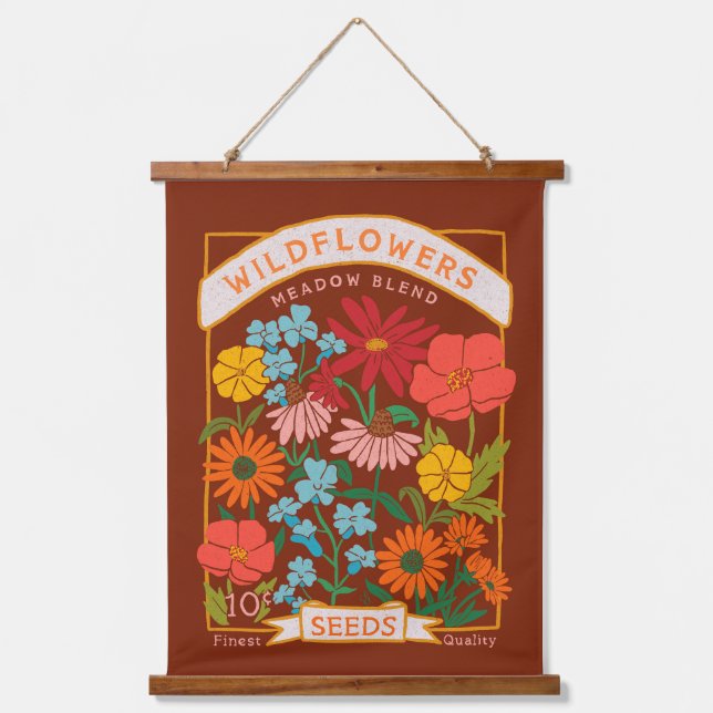 Wildflowers Seed Packet Hanging Tapestry  (Front)