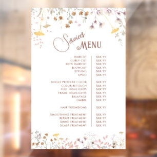 Wildflowers Services Menu