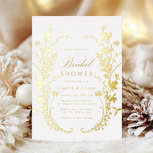 Wildflowers Silhouette Bridal Shower Gold