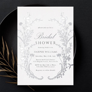 Wildflowers Silhouette Bridal Shower Silver