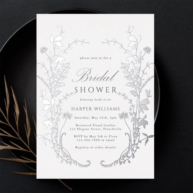 Wildflowers Silhouette Bridal Shower Silver (Creator Uploaded)