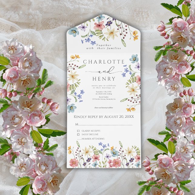  Wildflowers Simple Garden Wedding All In One Invitation (Creator Uploaded)