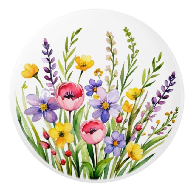 Wildflowers Six Ceramic Knob (Front)