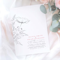 Wildflowers Sketch Elegant Pink Grey Wedding