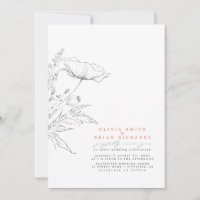 Wildflowers Sketch Elegant Soft Peach Wedding