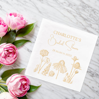  Wildflowers Sketched Floral  Foil Napkins