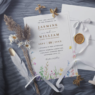 Wildflowers Spring Elegant Modern Rustic Wedding Invitation