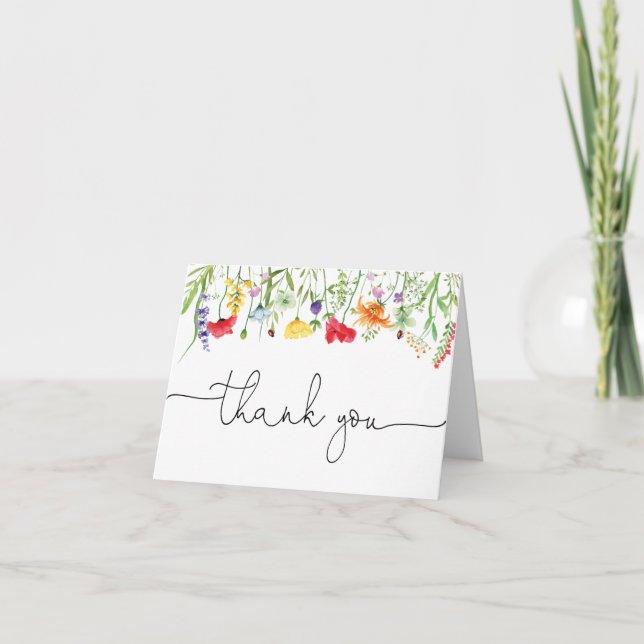 Wildflowers Spring Florals Thank You Card (Front)