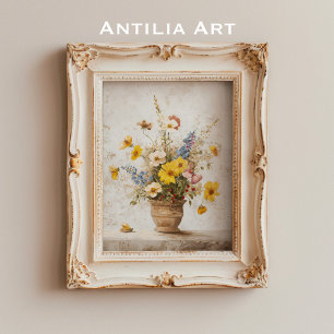 Wildflowers Still Life Painting Flower Bouquet  Poster