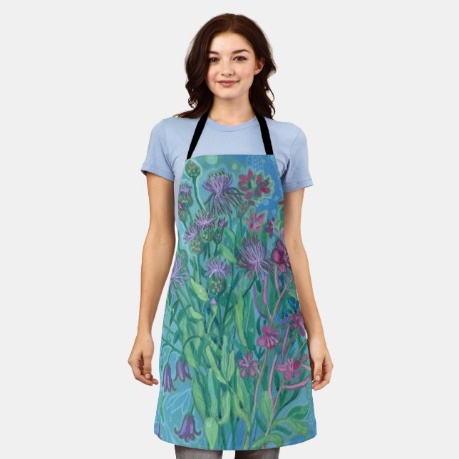 Wildflowers Summer Flowers Bouquet Floral Painting Apron (Worn)