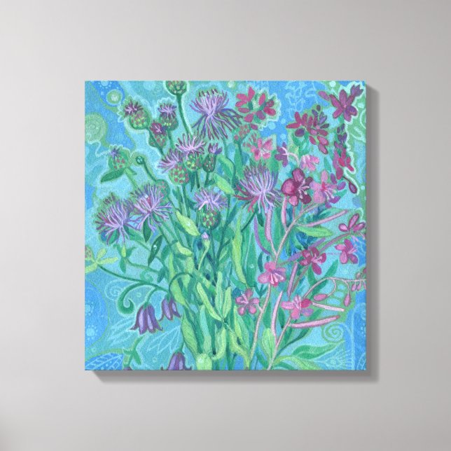 Wildflowers Summer Flowers Bouquet Floral Painting Canvas Print (Front)