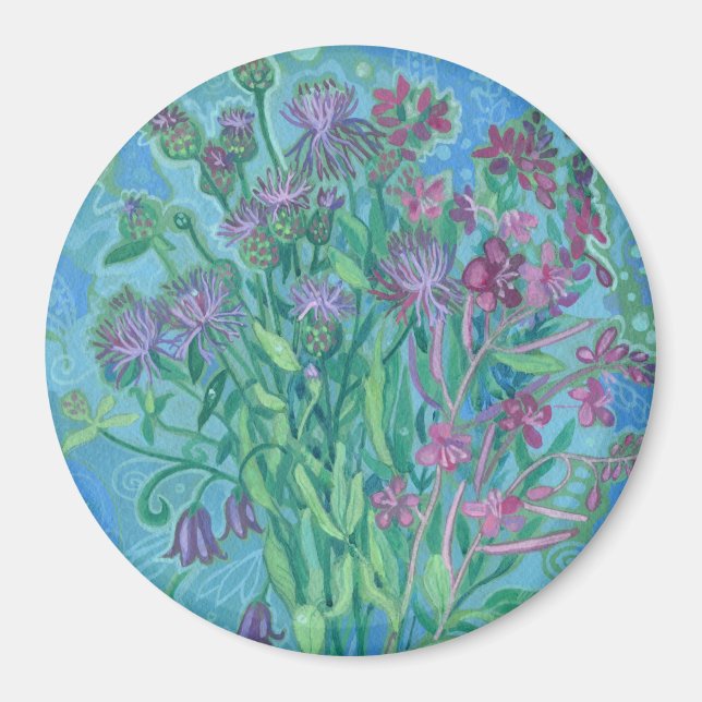 Wildflowers Summer Flowers Bouquet Floral Painting Magnet (Front)