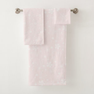 Wildflowers Summer Soft Pink Daisy Pattern Bath Towel Set
