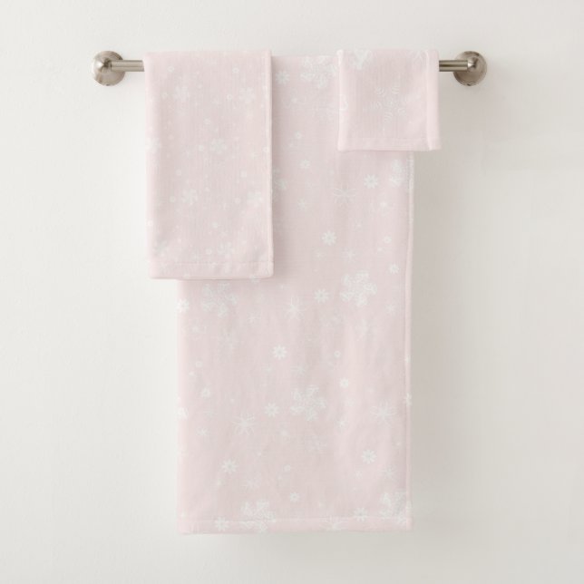 Wildflowers Summer Soft Pink Daisy Pattern  Bath Towel Set (Insitu)