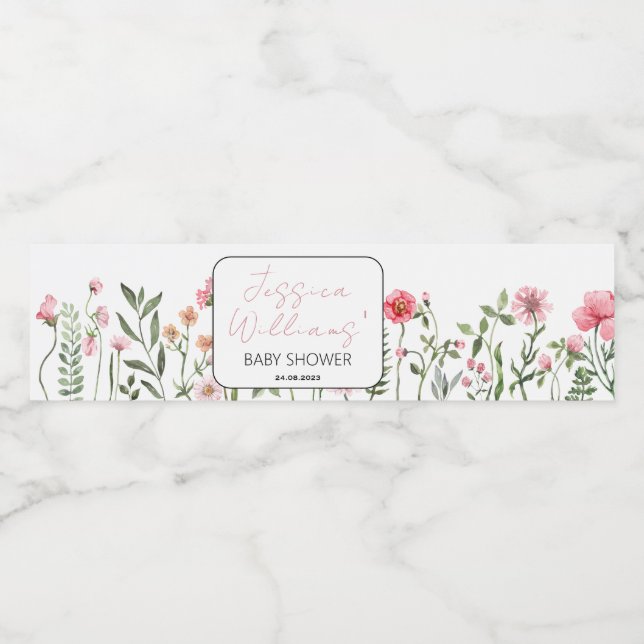 Wildflowers Sun flowers baby shower bottle labels (Single Label)