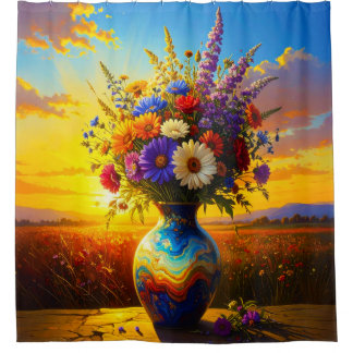 Wildflowers Sunrise 001 Shower Curtain