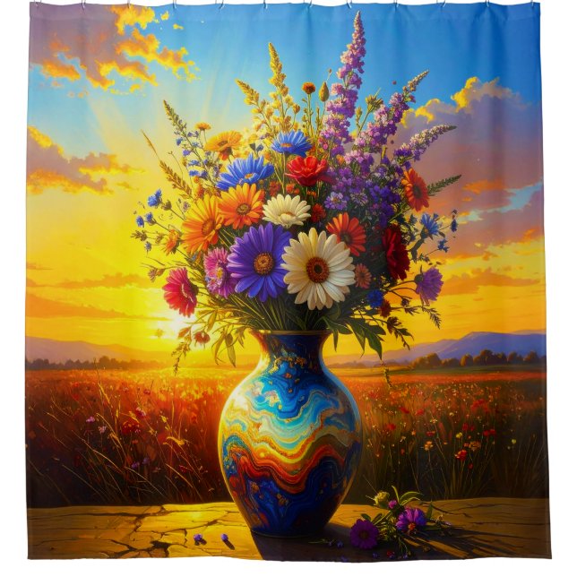 Wildflowers Sunrise 001 Shower Curtain (Front)
