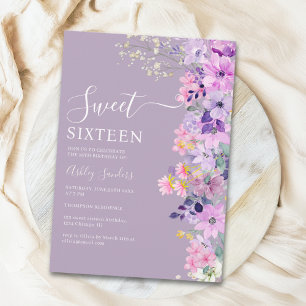 Wildflowers Sweet 16 Birthday Celebration Invitation