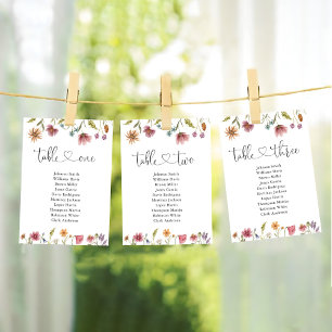 Wildflowers Table Number 3 Seating Chart