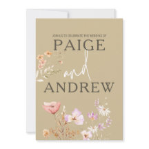 Wildflowers Tan Farmhouse Wedding Invitation 2