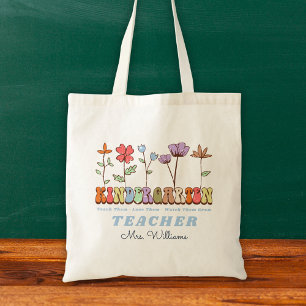 Wildflowers Teach Love Grow Kindergarten Teacher Tote Bag