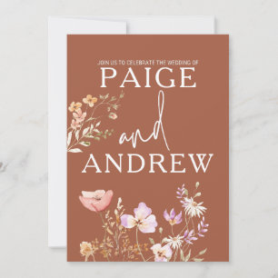 Wildflowers Teracotta Farmhouse Wedding Invitation